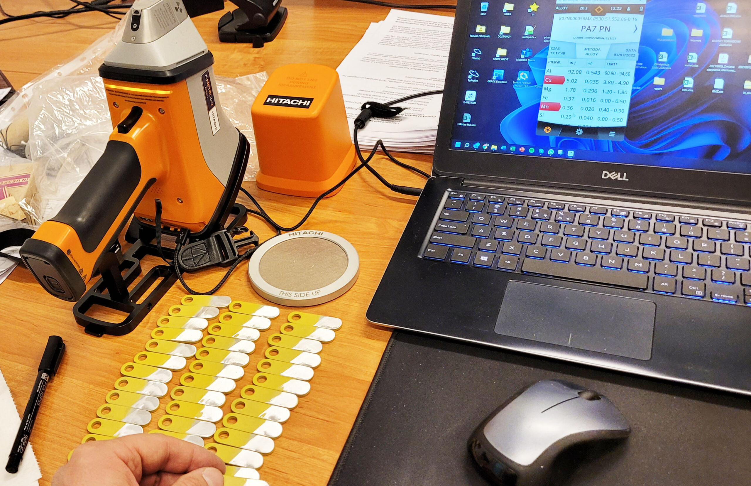 spawdzanie składu próbek aluminowych